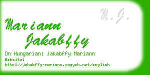 mariann jakabffy business card